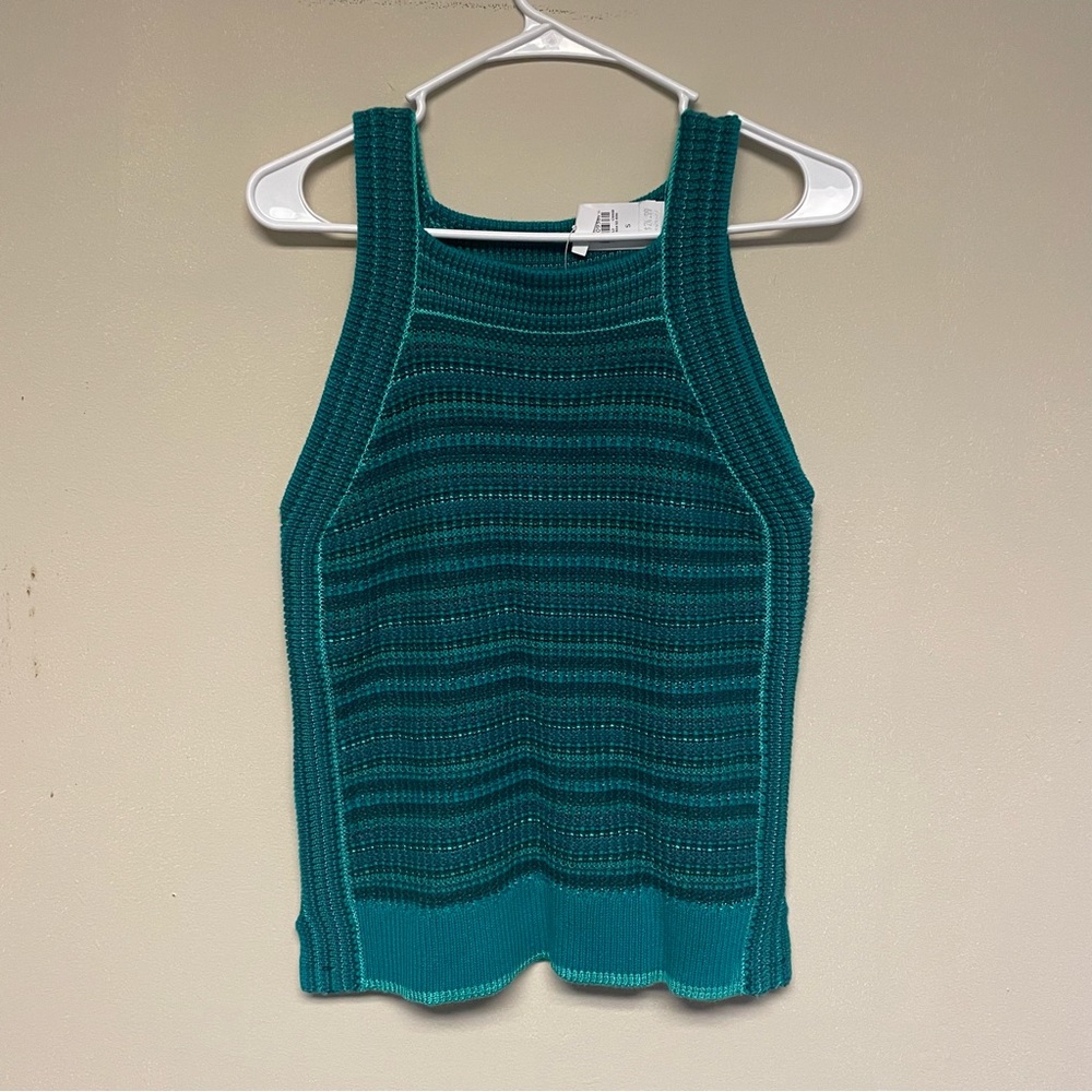 NWT Loft Womens Knit Sleeveless Green Colored Casual Top Size Small